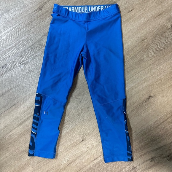Under Armour Royal Blue Cropped Leggings Size Small - Picture 1 of 3